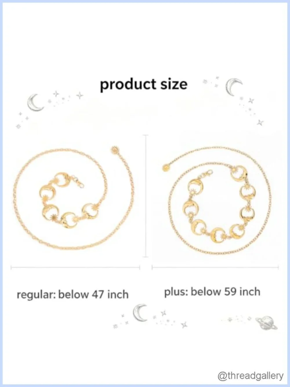 Celestial Moon Star Chain Belt Adjustable Alloy Link Waist Chain